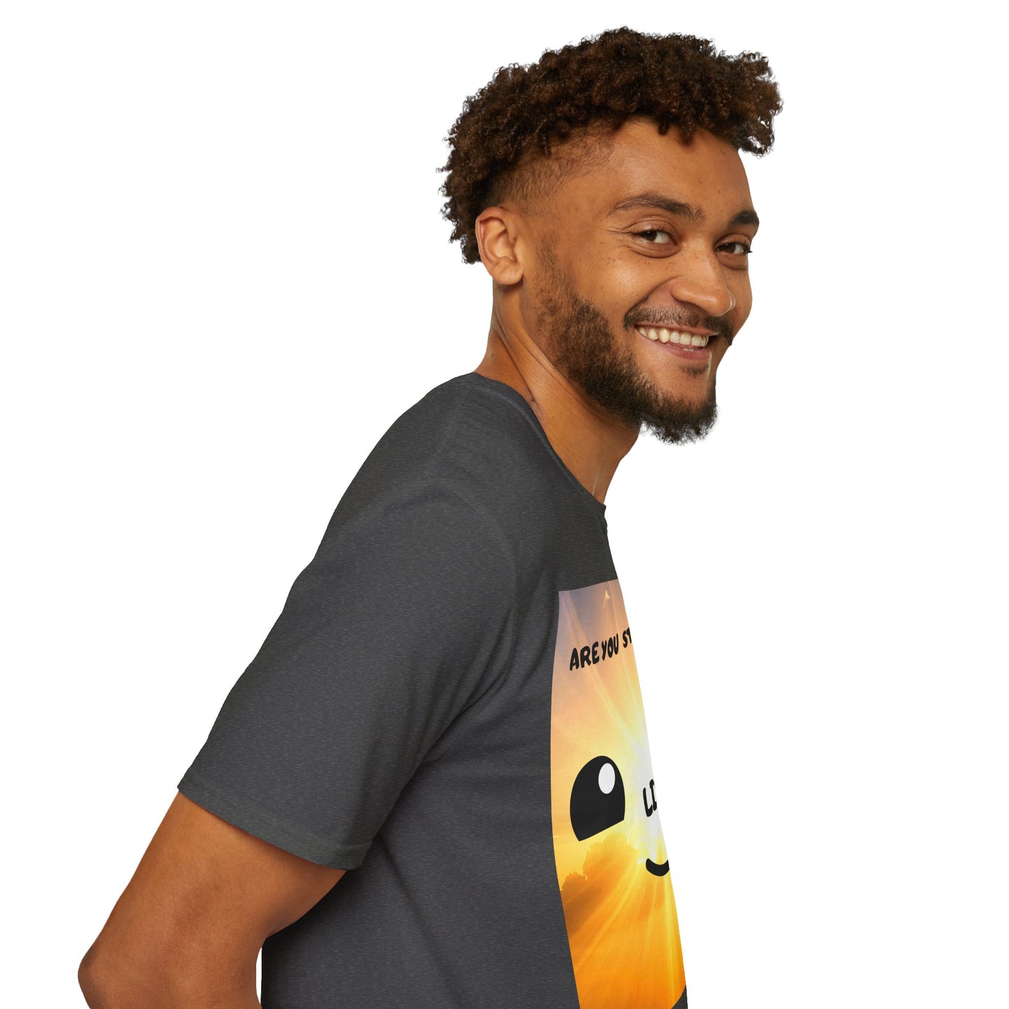 Live Smiley T-Shirt — 'Are You Still Alive?' Sunburst Positive Tee