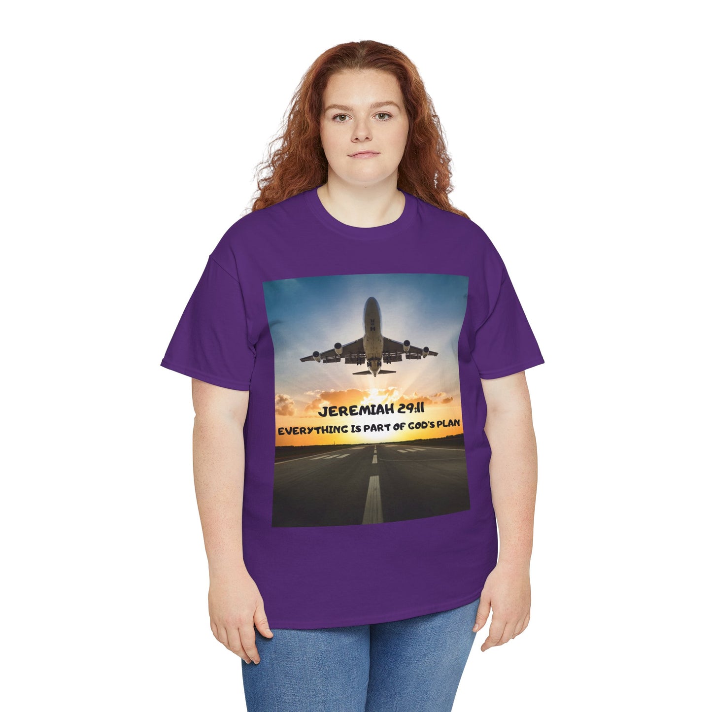 Faith Travel T‑Shirt — “Jeremiah 29:11 / Matthew 28:20” Inspirational Plane Tee