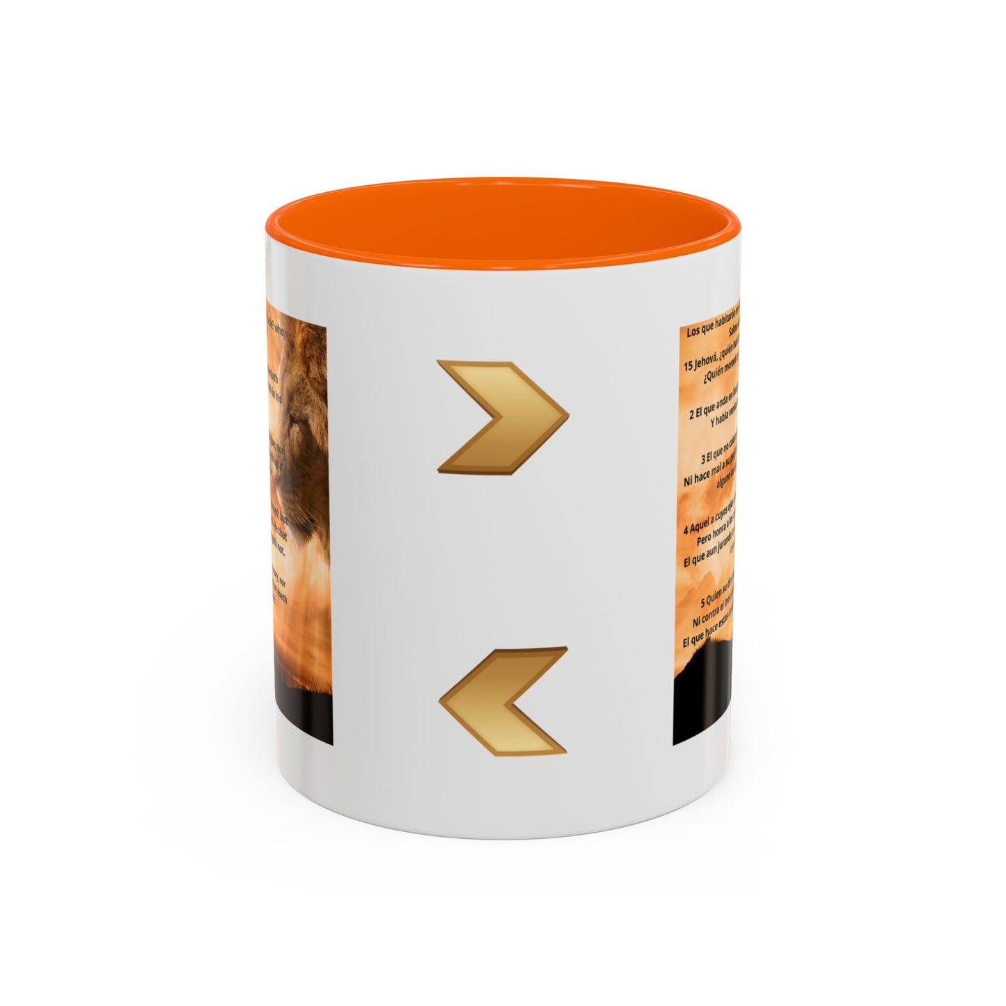 PSALM 15 ENG / SPA Inspirational Lion Accent Coffee Mug | Faith Mug, Motivational Gift, Nature Lover's Cup, Home Decor, Office Drinkware