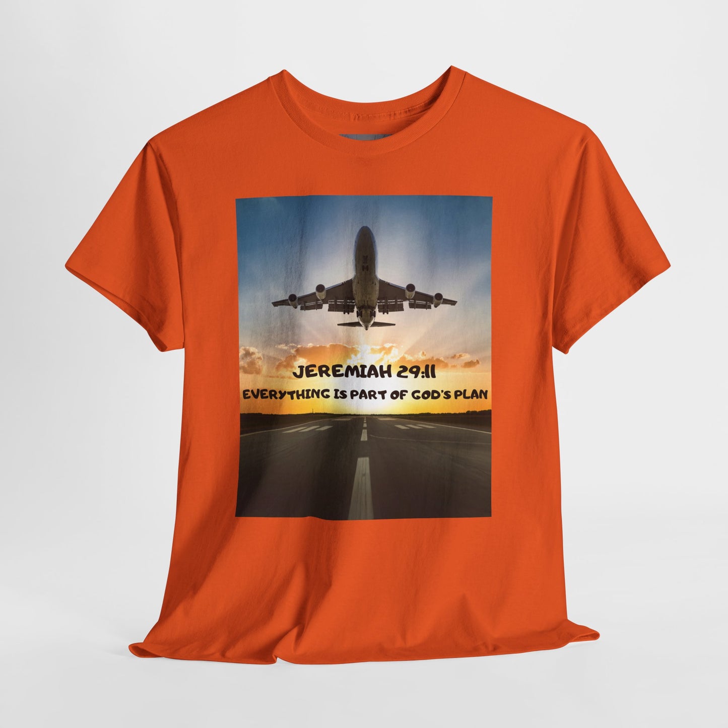 Faith Travel T‑Shirt — “Jeremiah 29:11 / Matthew 28:20” Inspirational Plane Tee