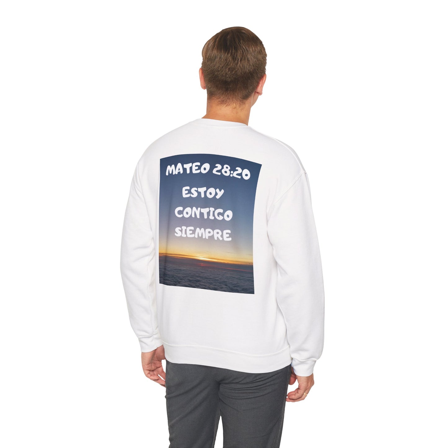 Christian Sweatshirt — Jeremías 29:11 & Mateo 28:20 Inspirational Crewneck
