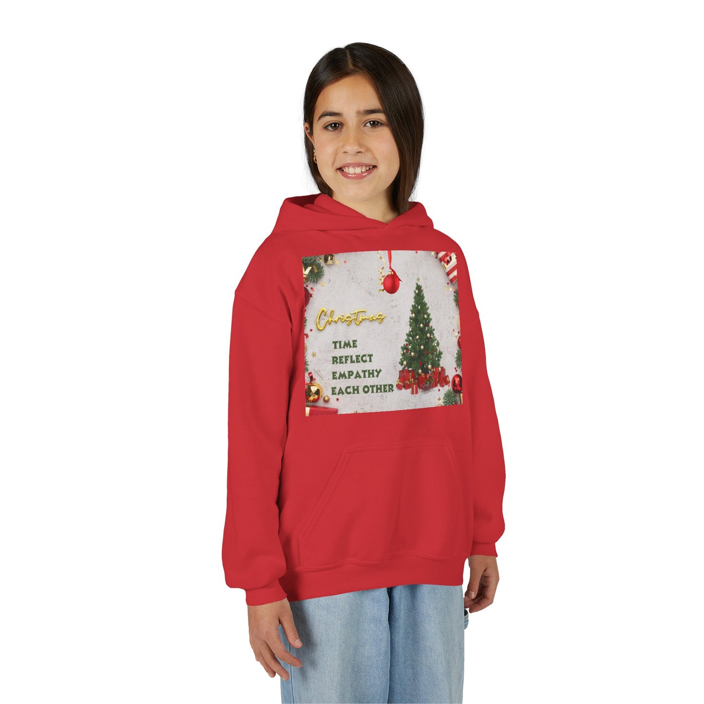 Youth Hooded Sweatshirt - Christmas Cheer, Cozy Holiday Gift, Festive Sweatshirt for Kids, Seasonal Wear, New Year Celebration