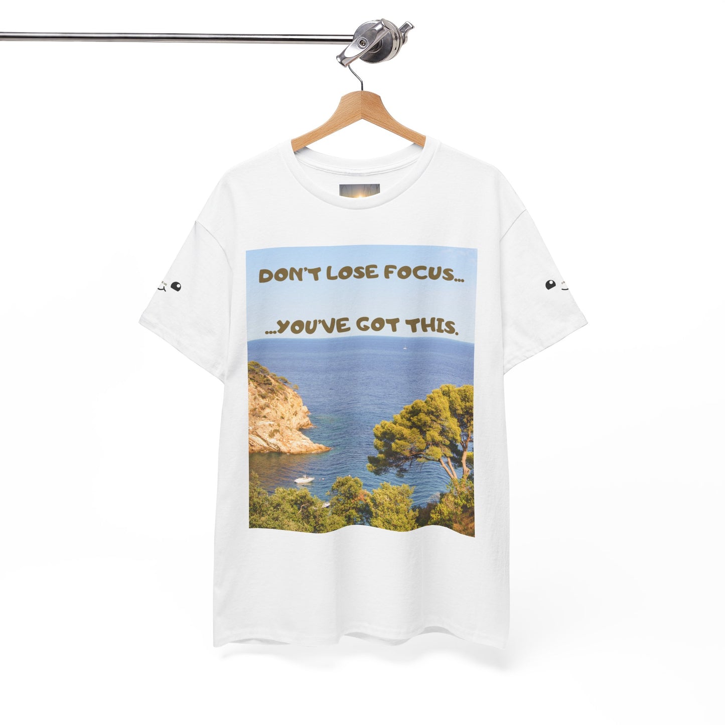 Motivational Tee — "Don't Lose Focus, You've Got This" Beach Graphic