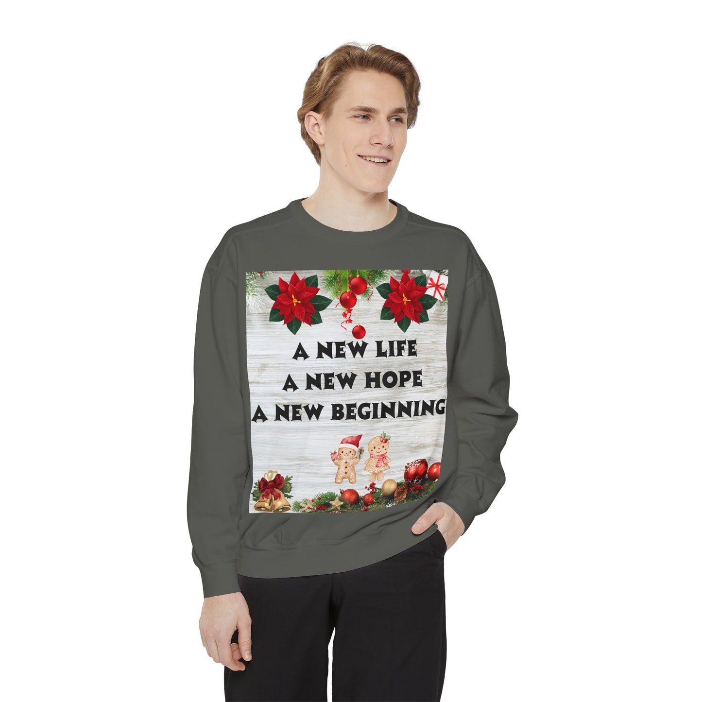Cozy Holiday Sweatshirt - A New Life, New Hope, New Beginning, Christmas Gift, Unisex Apparel, Festive Wear, Winter Fashion