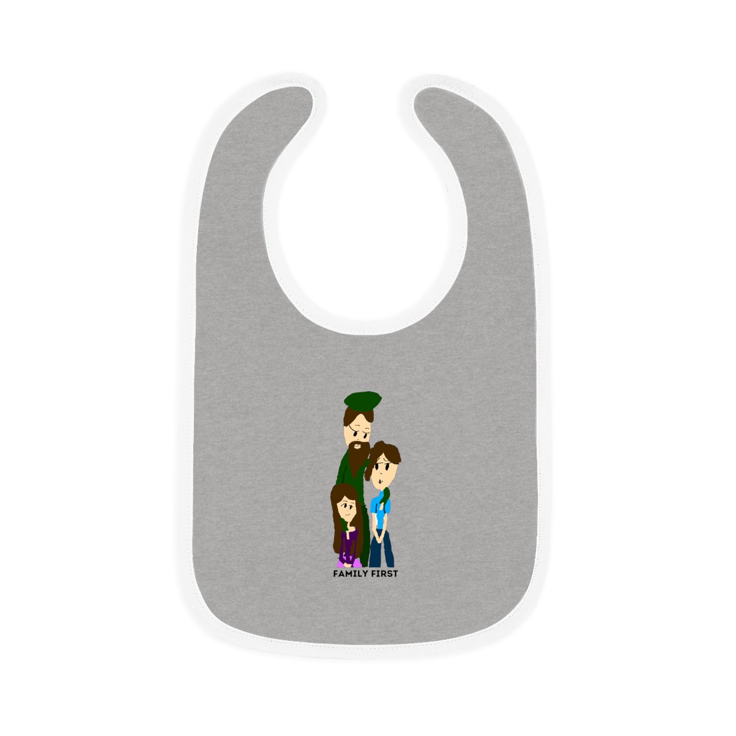 FAMILY FIRST ISAAC IDYER ARTS DESINGS Baby Contrast Trim Jersey Bib