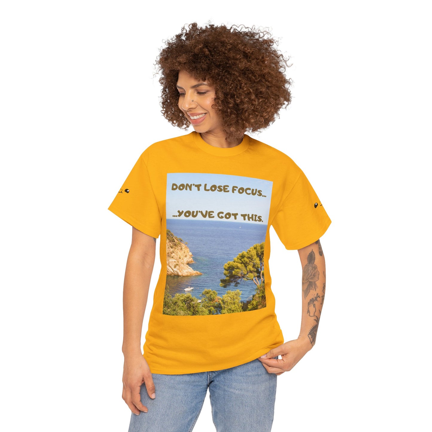 Motivational Tee — "Don't Lose Focus, You've Got This" Beach Graphic