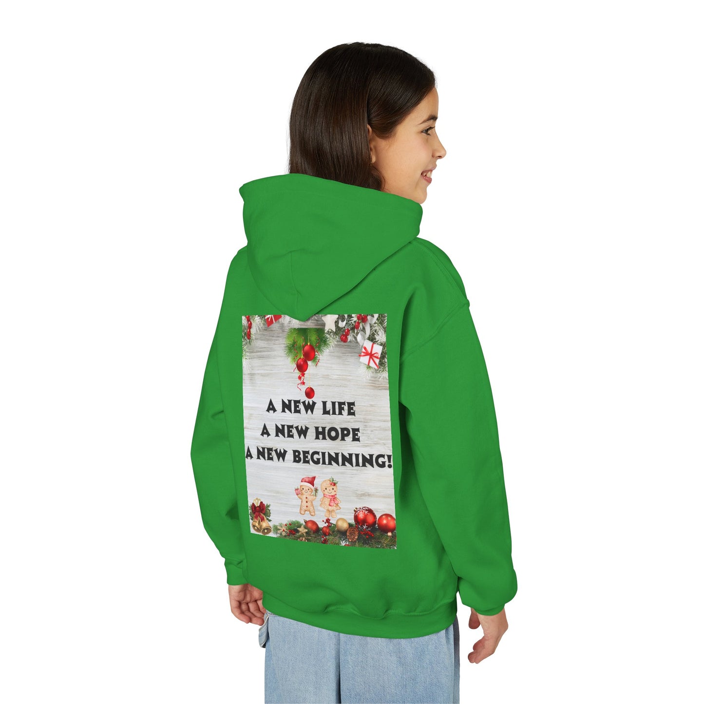 Youth Hooded Sweatshirt - Christmas Cheer, Cozy Holiday Gift, Festive Sweatshirt for Kids, Seasonal Wear, New Year Celebration