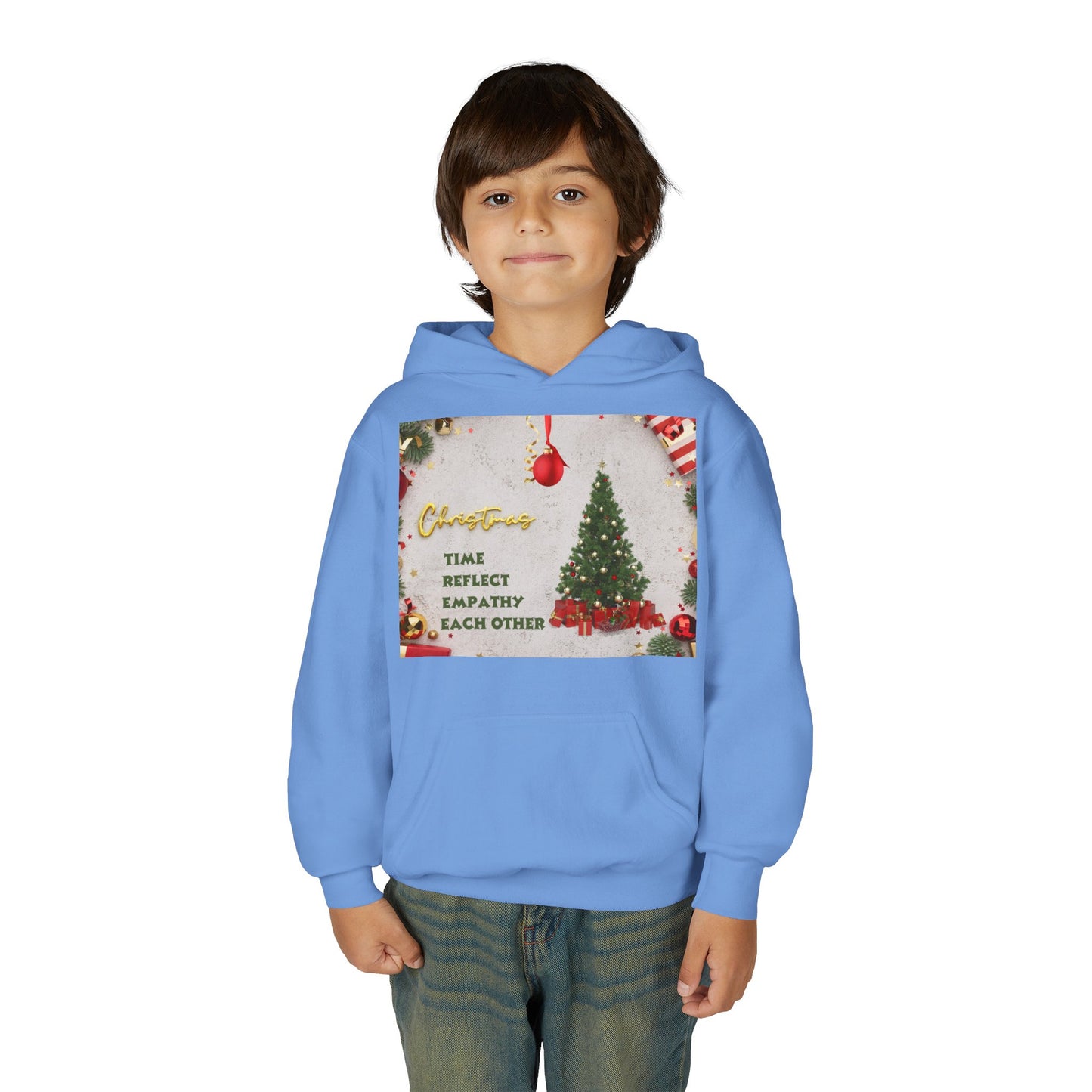 Youth Hooded Sweatshirt - Christmas Cheer, Cozy Holiday Gift, Festive Sweatshirt for Kids, Seasonal Wear, New Year Celebration