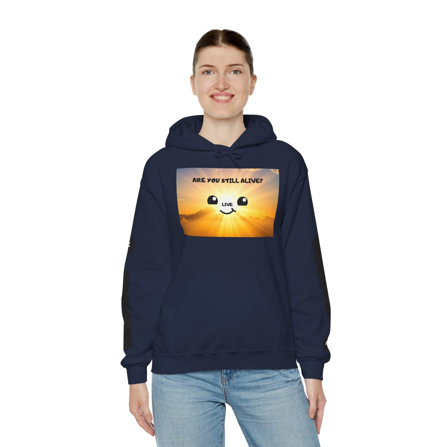 Smile Face Hoodie — "Are You Still Alive?" Sunrise Graphic Hooded Sweatshirt