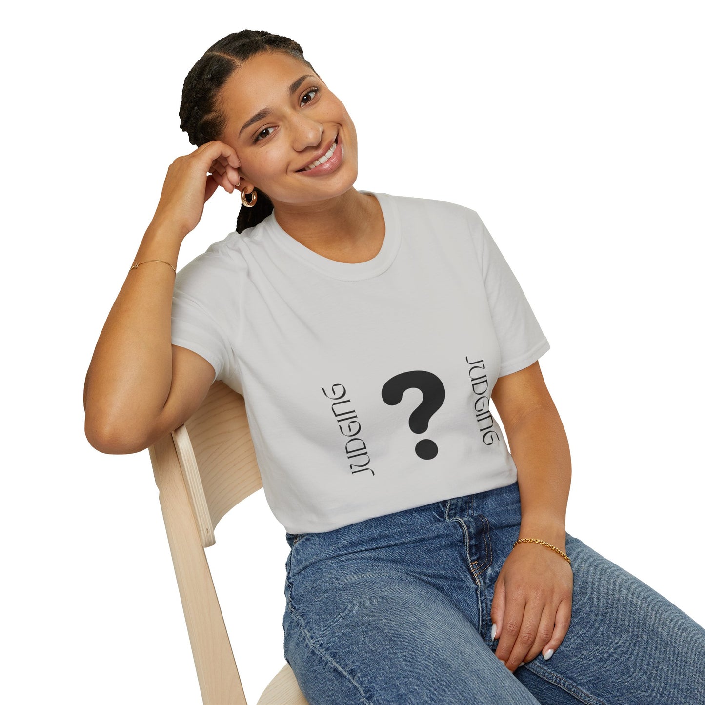 JUDGING Whimsical Unisex T-Shirt with Playful Door Design - Fun Gift for Friends, Casual Wear, Birthday Surprise, Everyday Humor, Quirky Style