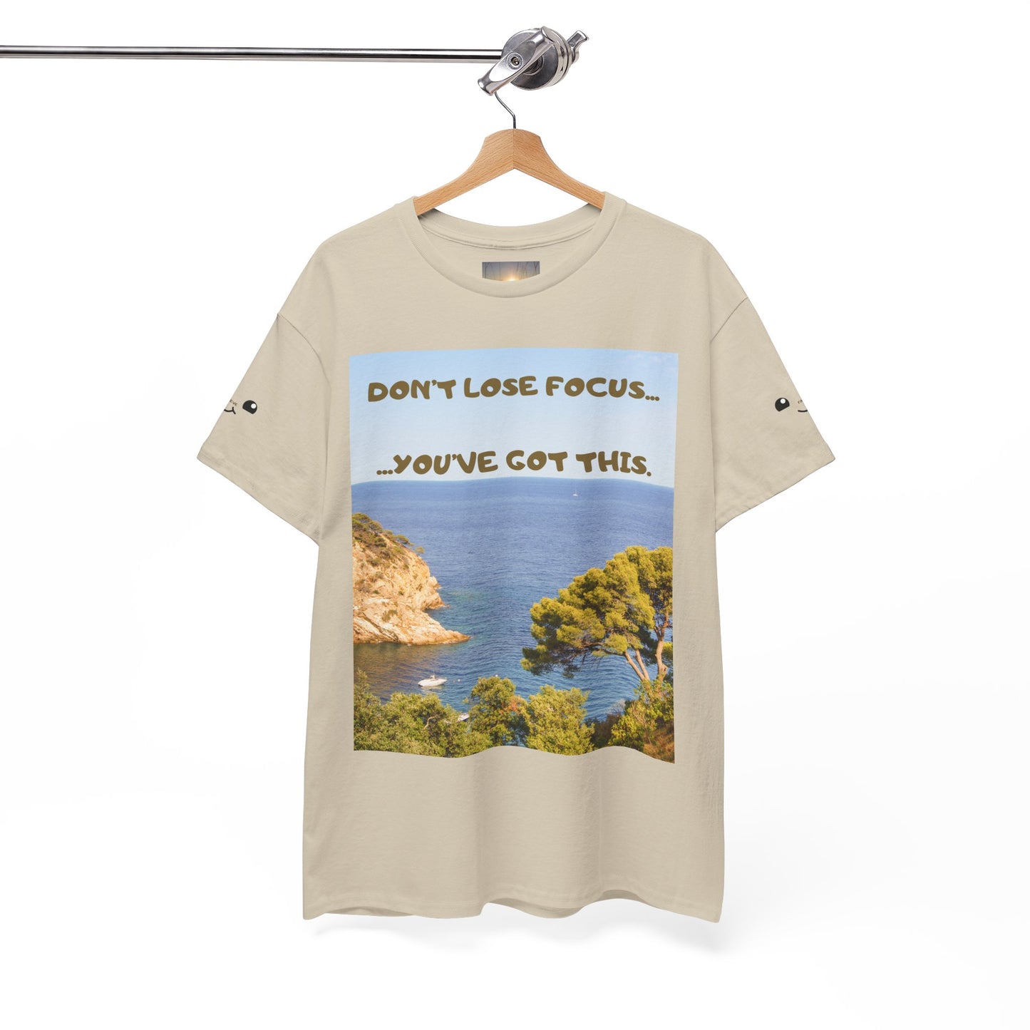 Motivational Tee — "Don't Lose Focus, You've Got This" Beach Graphic