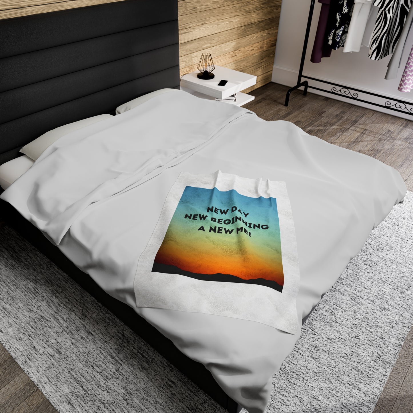 NEW DAY NEW BEGINNING A NEW ME Velveteen Plush Blanket