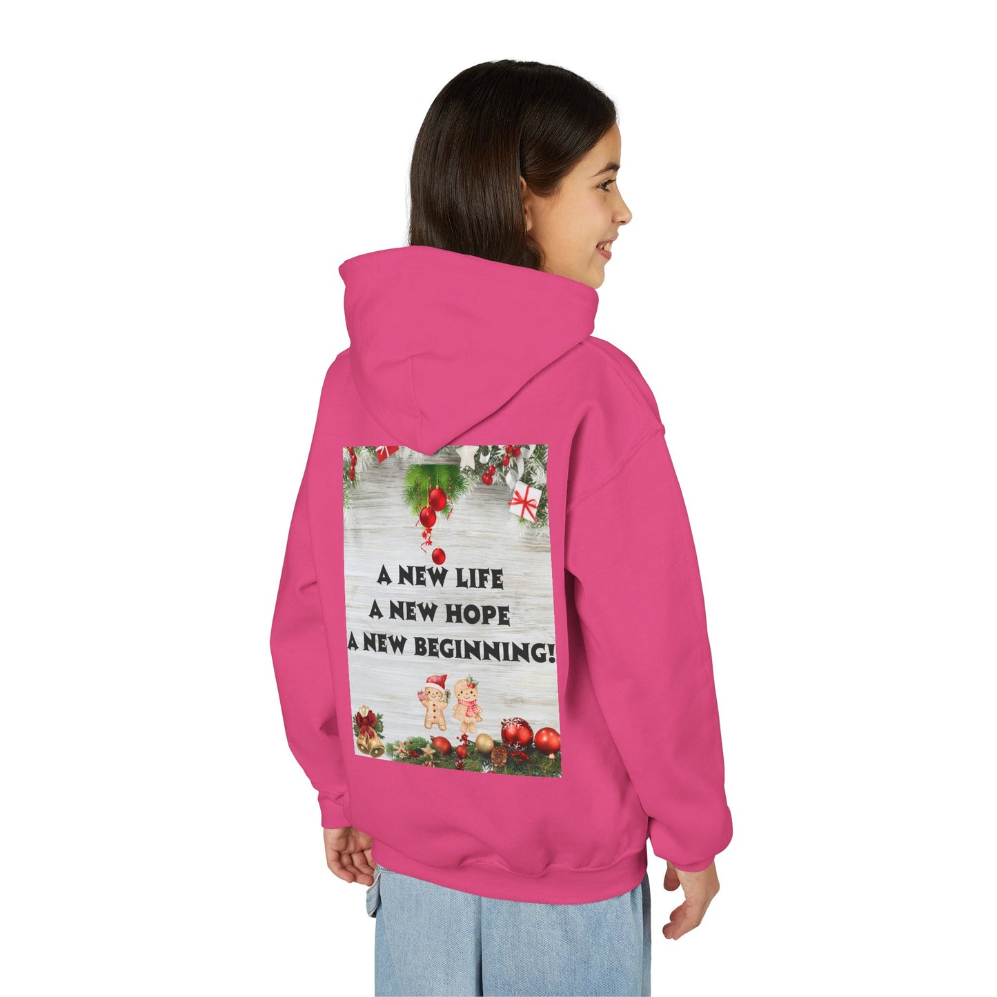 Youth Hooded Sweatshirt - Christmas Cheer, Cozy Holiday Gift, Festive Sweatshirt for Kids, Seasonal Wear, New Year Celebration