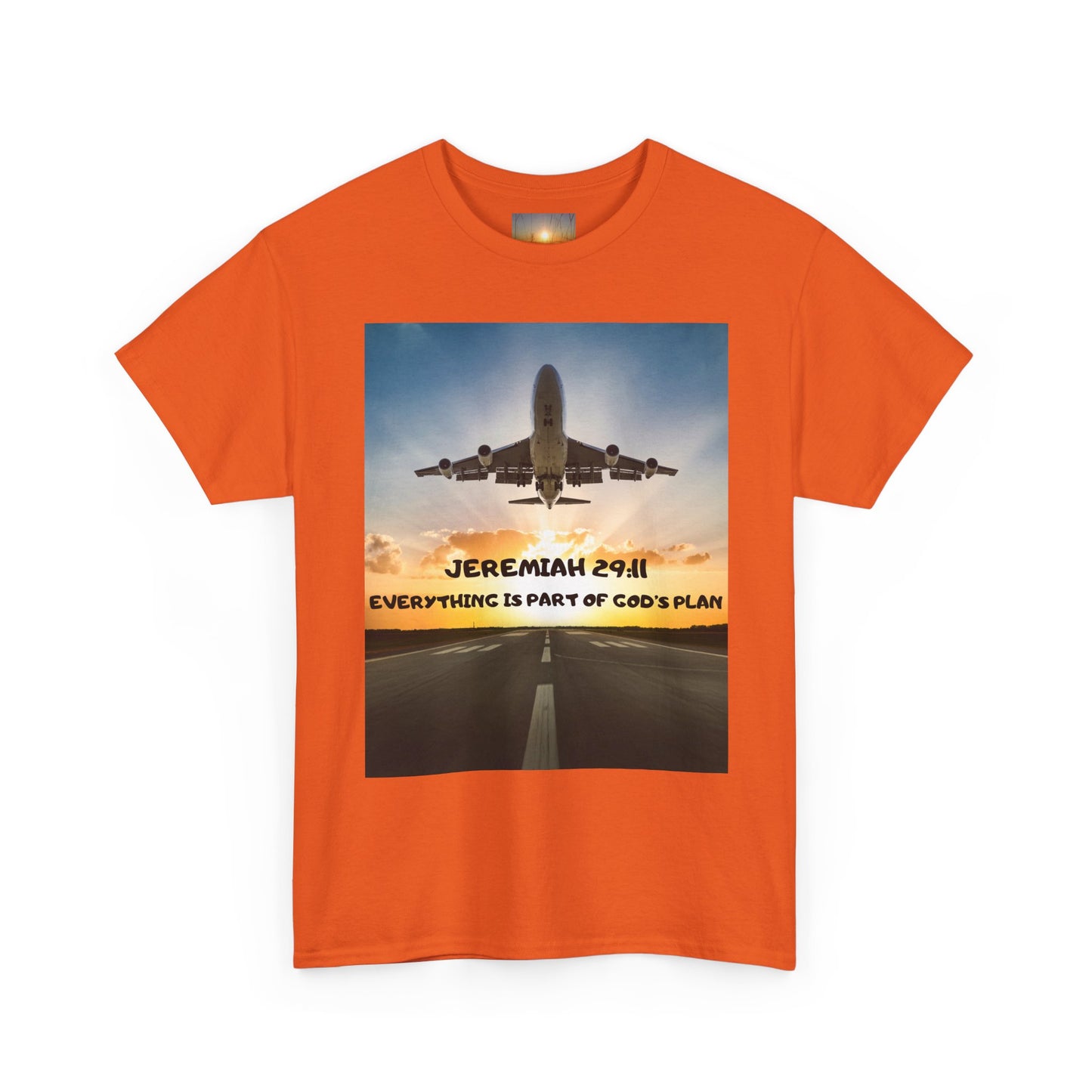 Faith Travel T‑Shirt — “Jeremiah 29:11 / Matthew 28:20” Inspirational Plane Tee