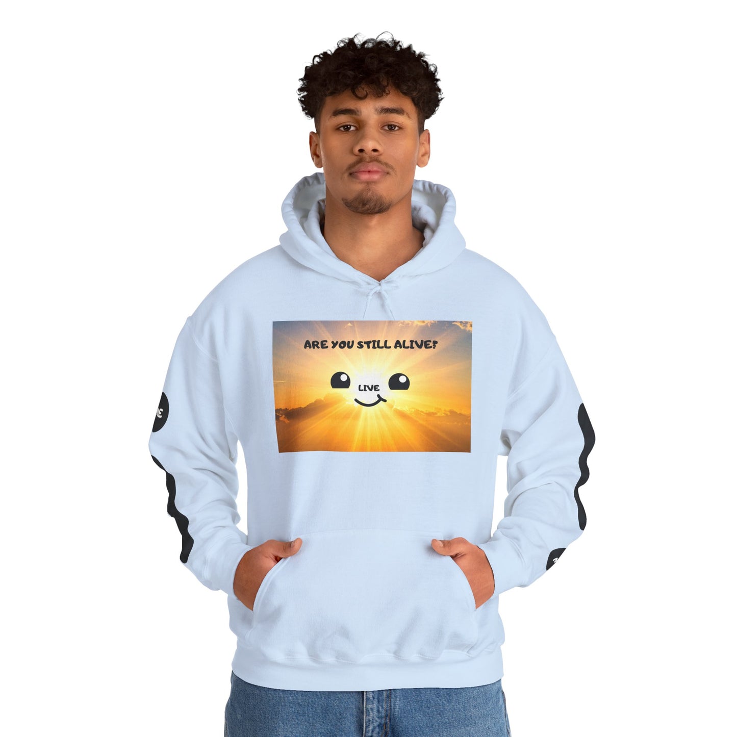 Smile Face Hoodie — "Are You Still Alive?" Sunrise Graphic Hooded Sweatshirt