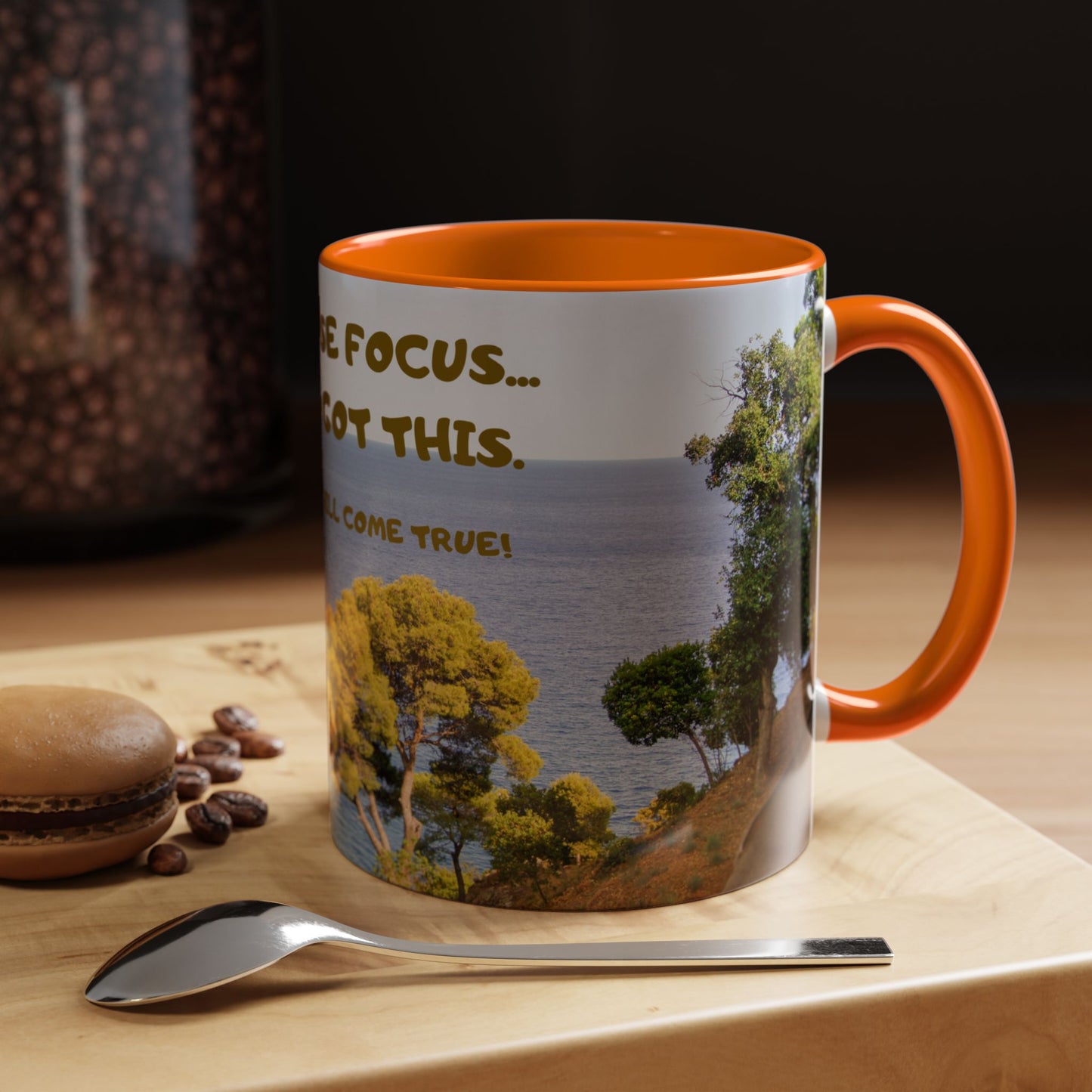 Inspirational Coastal Coffee Mug - "Don't Lose Focus... You've Got This" Accent Mug