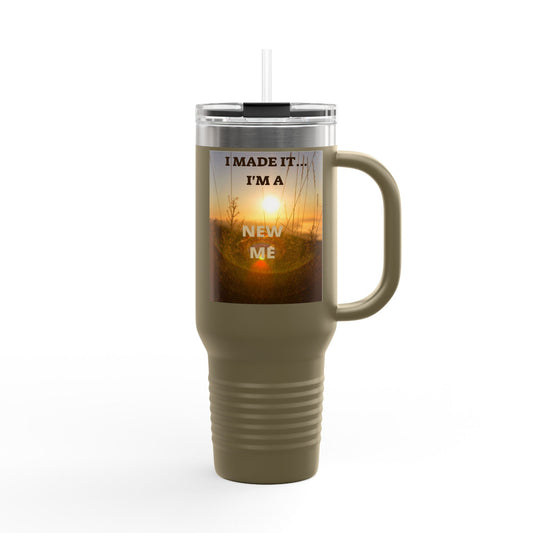 I MADE IT / LEAVING MARKED TRACES Inspiring Insulated Travel Mug, 40oz - Motivational Coffee Cup for New Beginnings, Perfect Gift for Self-Care, Daily Use, Travel Mug, [...]