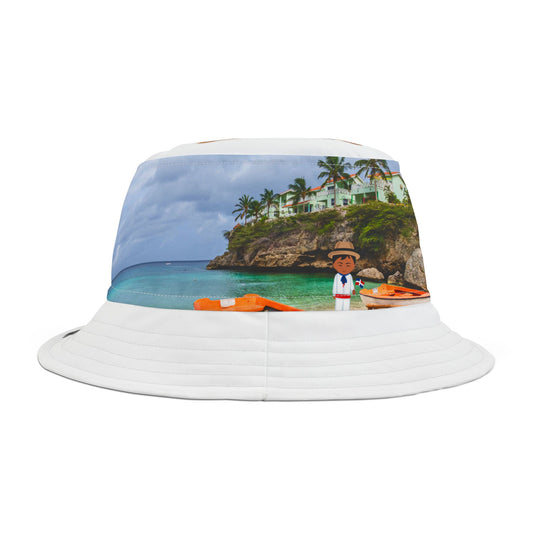 DOMINICAN REPUBLIC Vibrant Beach Bucket Hat | AOP Sun Hat, Summer Accessory, Vacation Gear, Poolside Look, Fun Gift
