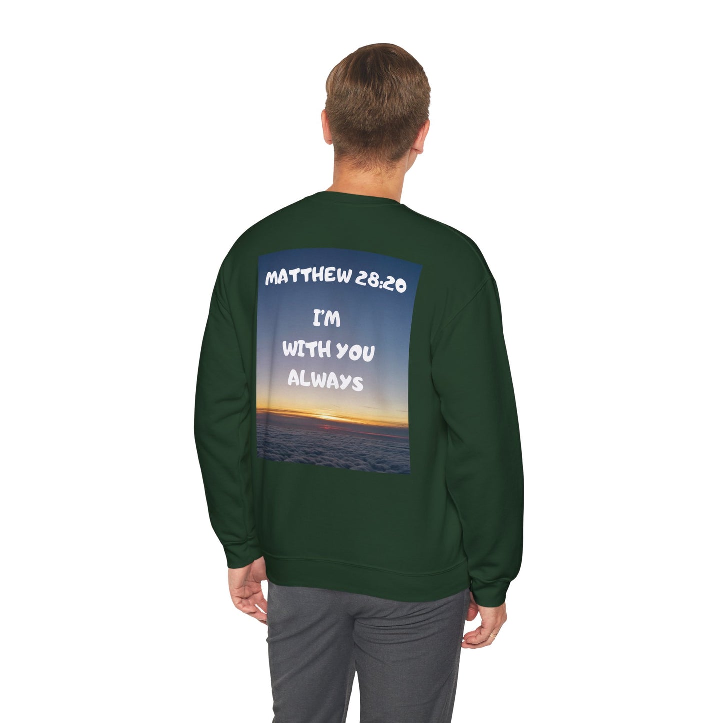 "Jeremiah 29:11 / Matthew 28:20" Christian Crewneck Inspirational Bible Verse Sweatshirt