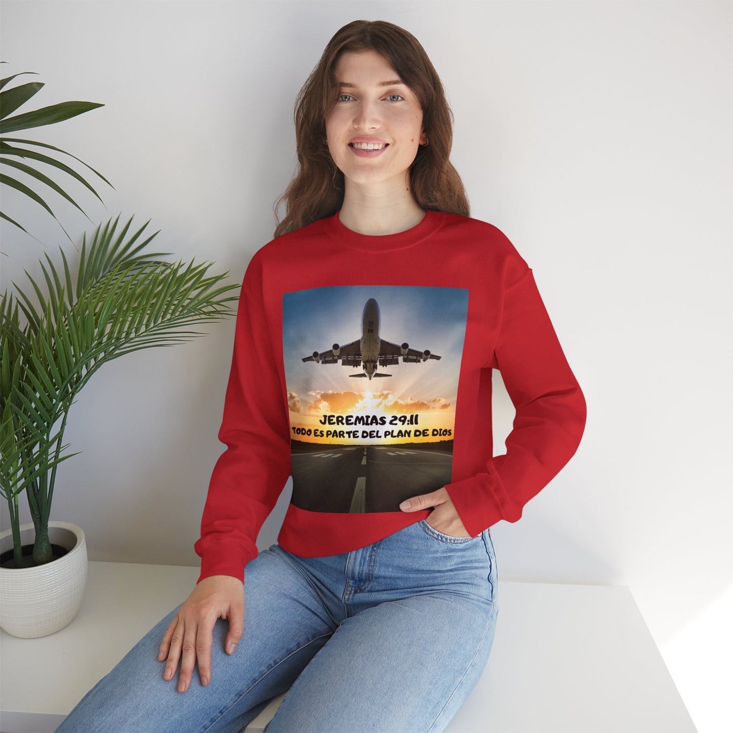 Christian Sweatshirt — Jeremías 29:11 & Mateo 28:20 Inspirational Crewneck