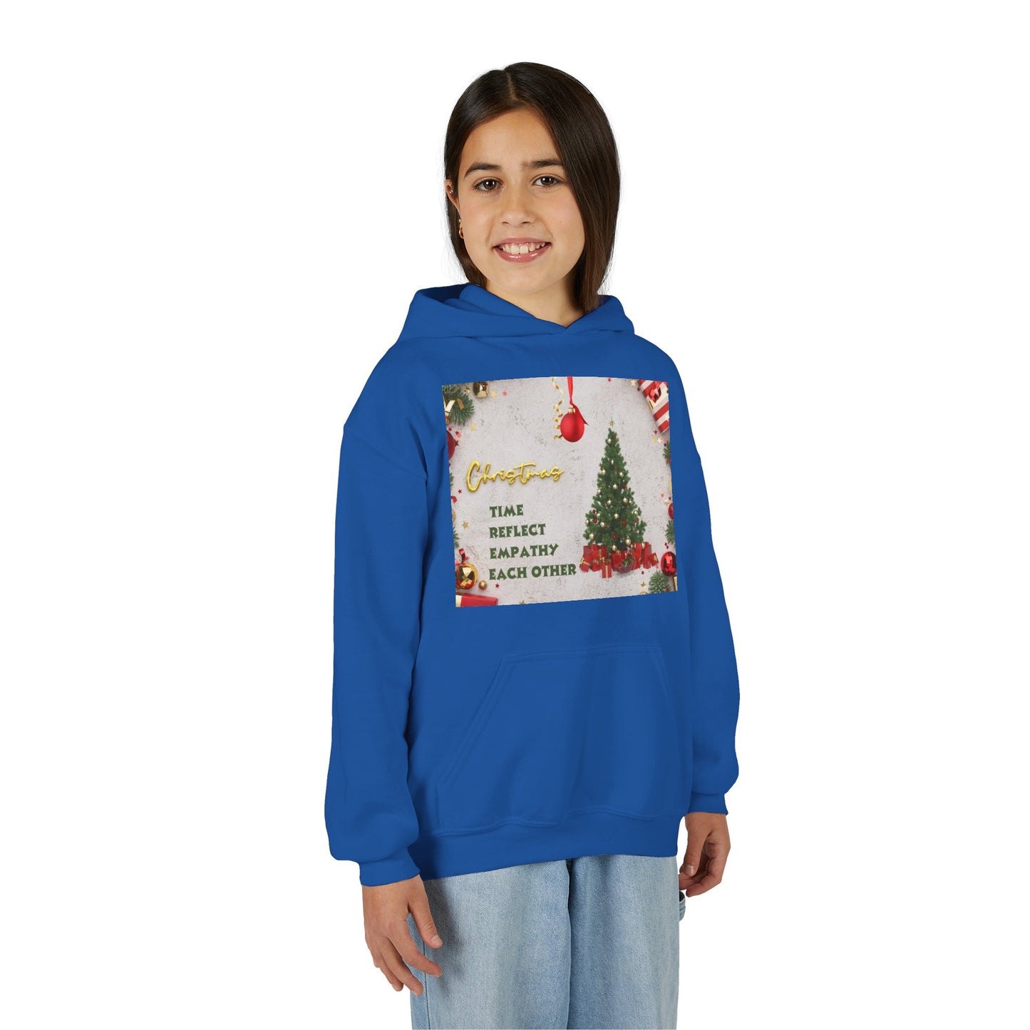 Youth Hooded Sweatshirt - Christmas Cheer, Cozy Holiday Gift, Festive Sweatshirt for Kids, Seasonal Wear, New Year Celebration