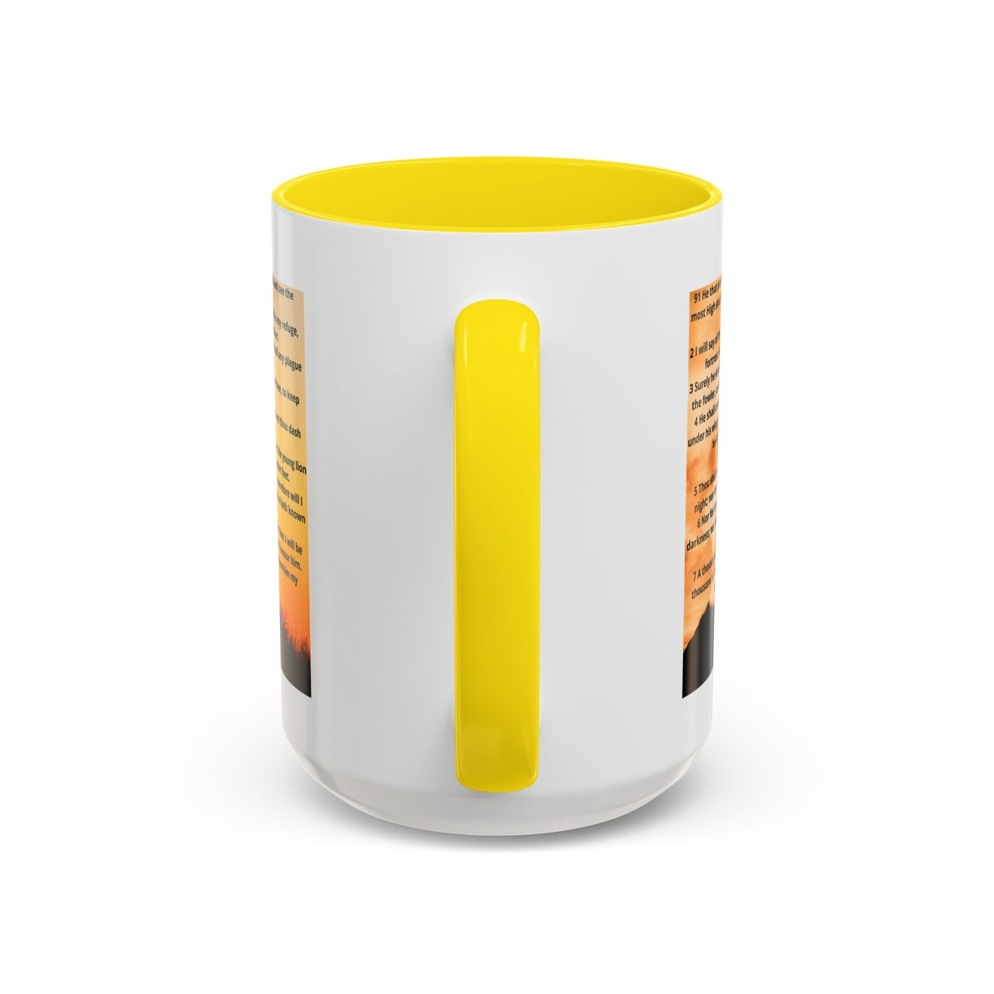PSALM 91 Inspirational Lion Accent Coffee Mug | Motivational Gift, Scripture Mug, Unique Home Decor, Faith-Based Coffee Cup, Lion Design