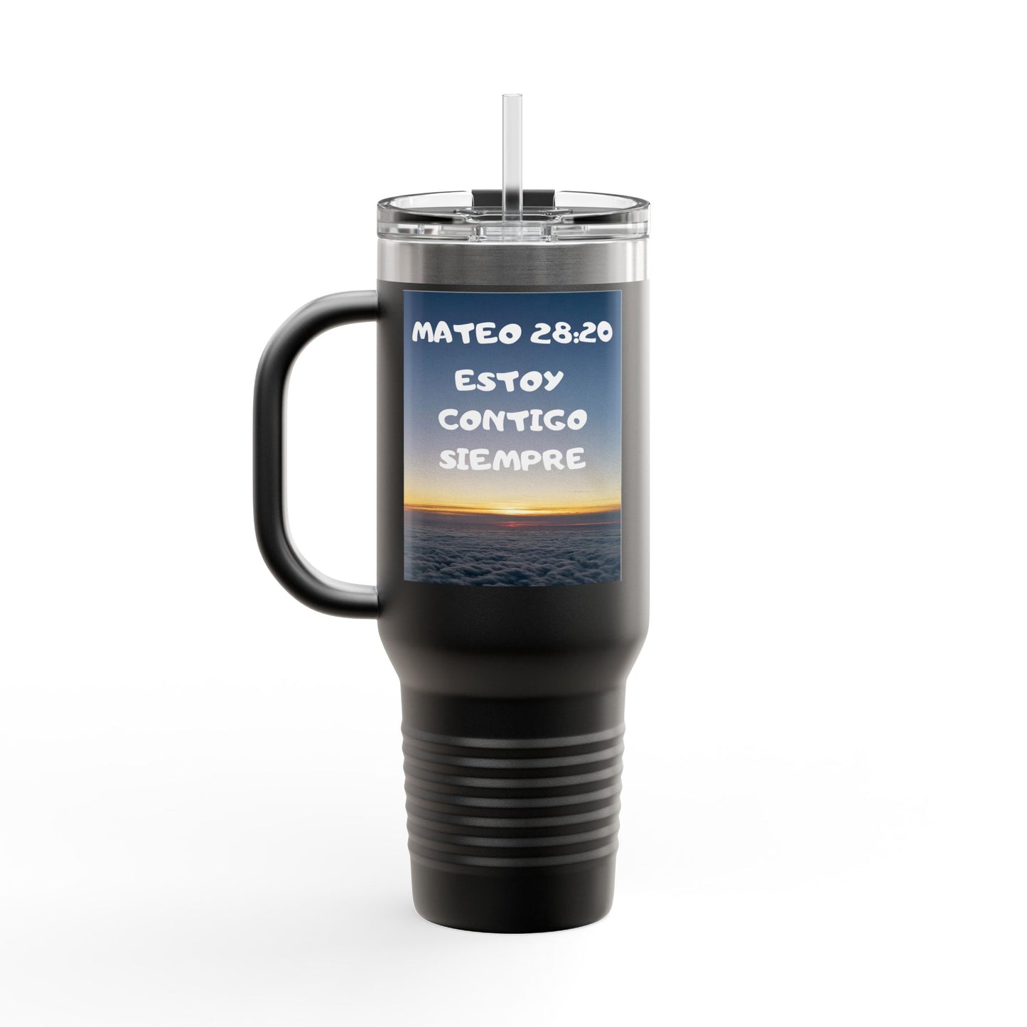 40oz Insulated Travel Mug — Airplane Sunset Design with "Amen" & Jeremiah 29:11 Verse