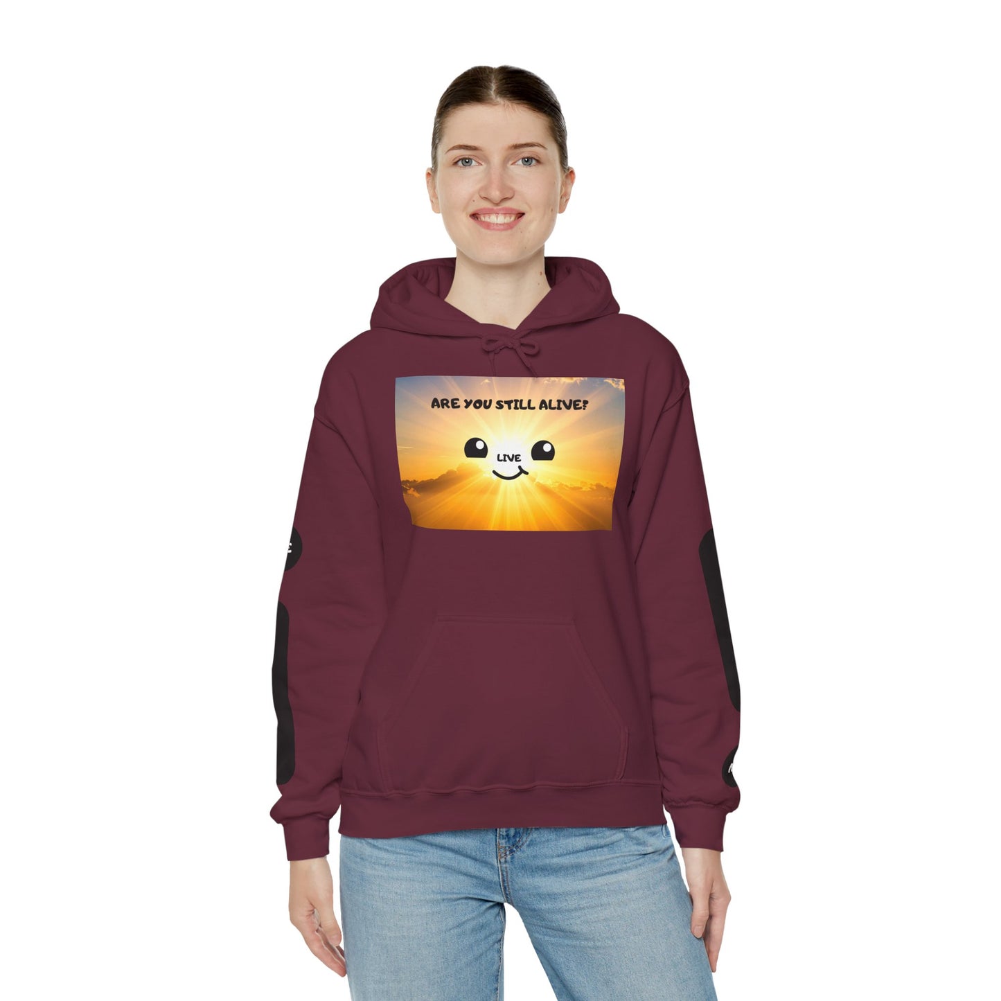 Smile Face Hoodie — "Are You Still Alive?" Sunrise Graphic Hooded Sweatshirt