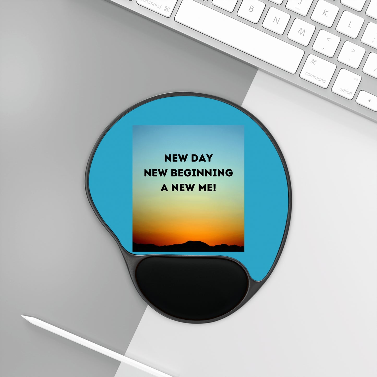 NEW DAY NEW BEGINNING A NEW ME! Inspirational Mouse Pad with Wrist Rest | Motivational Office Decor, Gift for Coworkers, New Beginnings, Desk Accessories