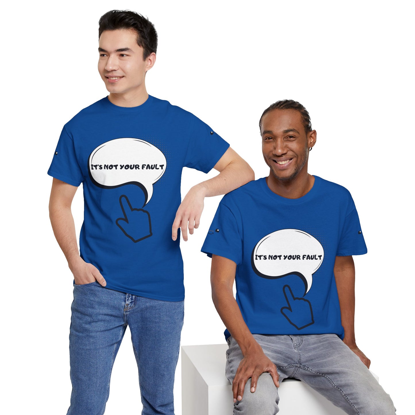 Graphic Tee — "It's Not Your Fault" Comic-Style Pointing Design