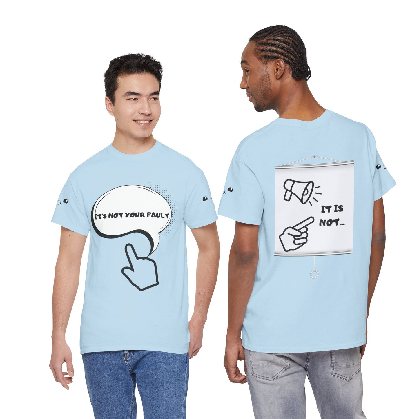 Graphic Tee — "It's Not Your Fault" Comic-Style Pointing Design