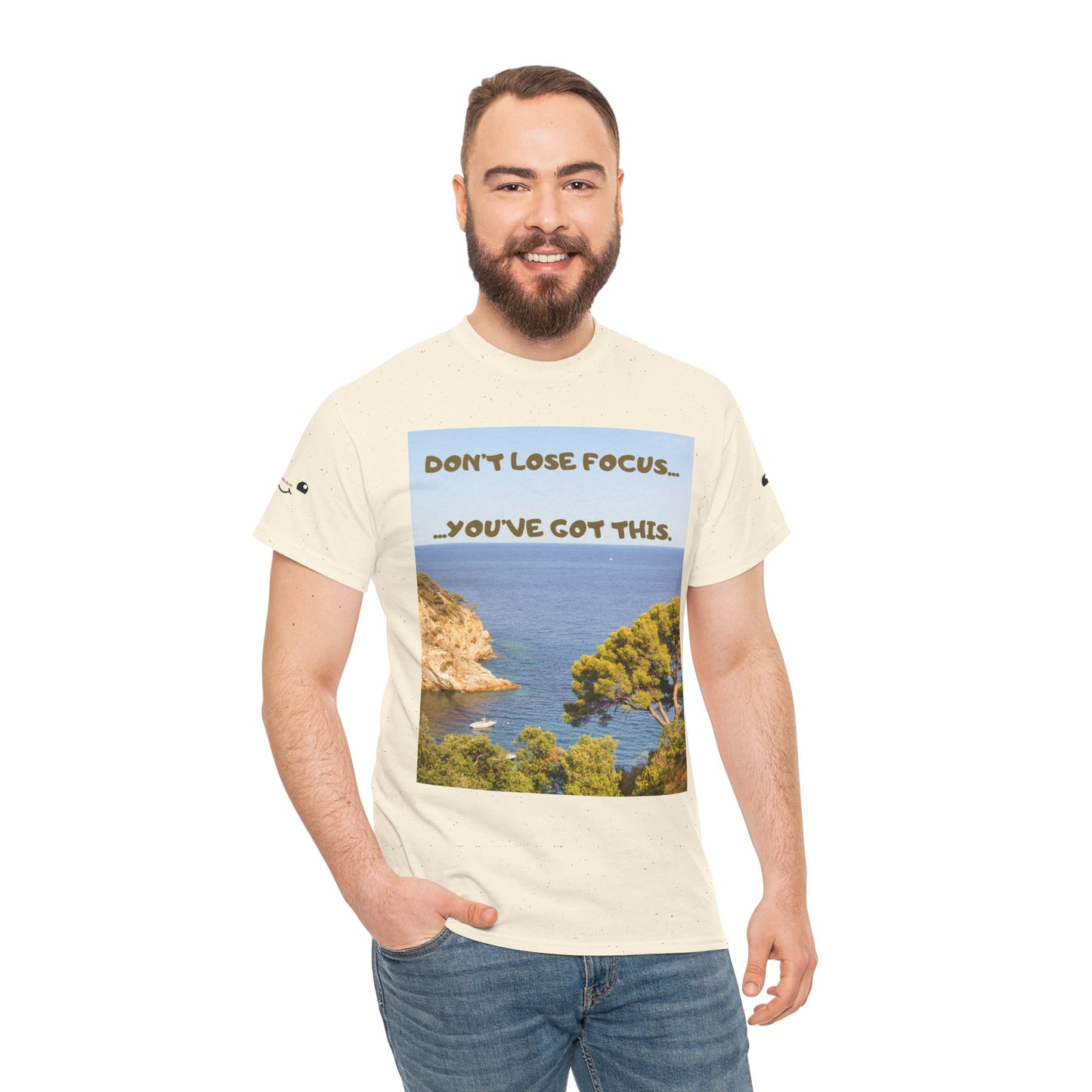 Motivational Tee — "Don't Lose Focus, You've Got This" Beach Graphic