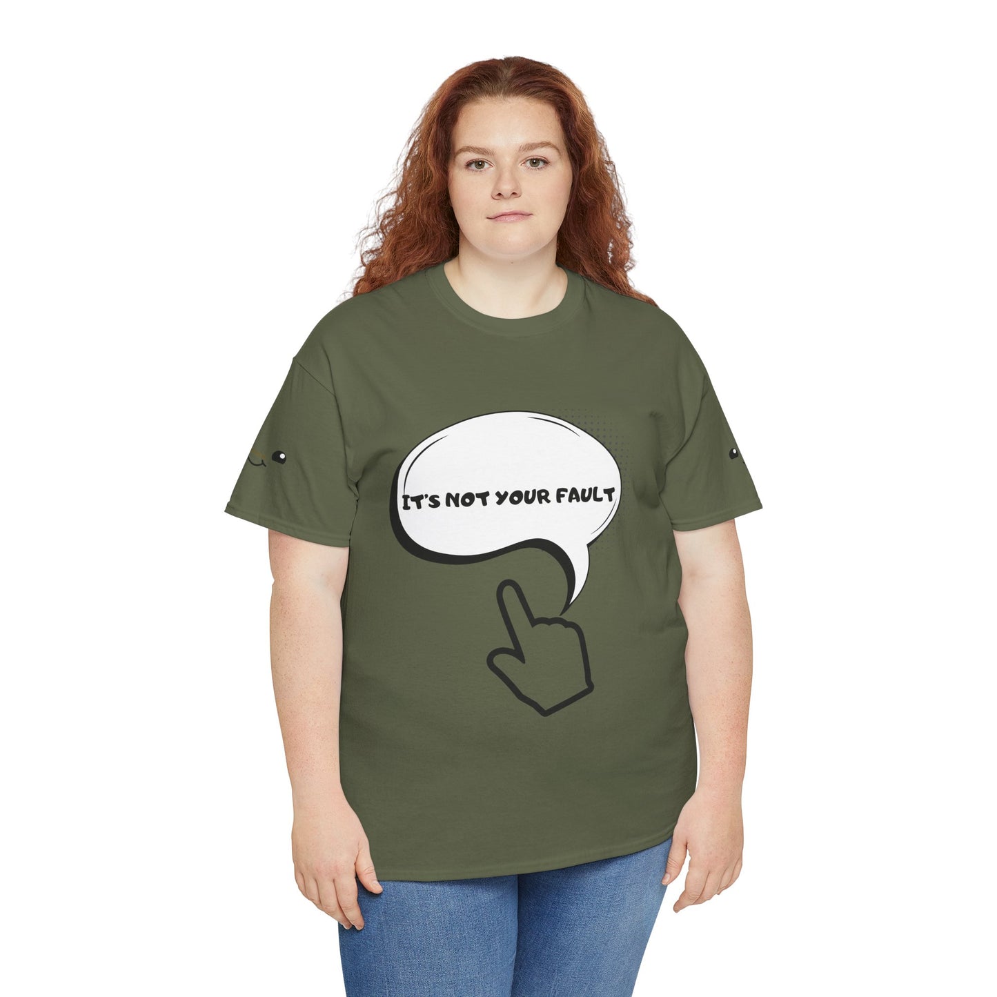 Graphic Tee — "It's Not Your Fault" Comic-Style Pointing Design