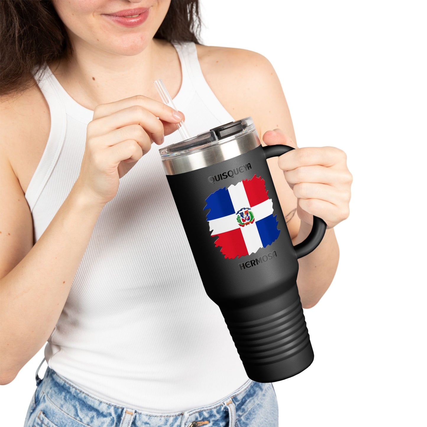 Dominican Republic Insulated Travel Mug, Caribbean Travel Cup, Beach Lover Gift, Quisqueya Hermosa Thermos, Vacation Essential, Summer [...]