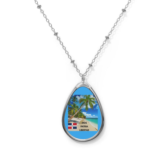 DIOS PATRIA LIBERTAD Tropical Scene Necklace, Beach Jewelry, Summer Accessory, Travel Gift, Ocean Vibe Pendant, Vacation Keepsake