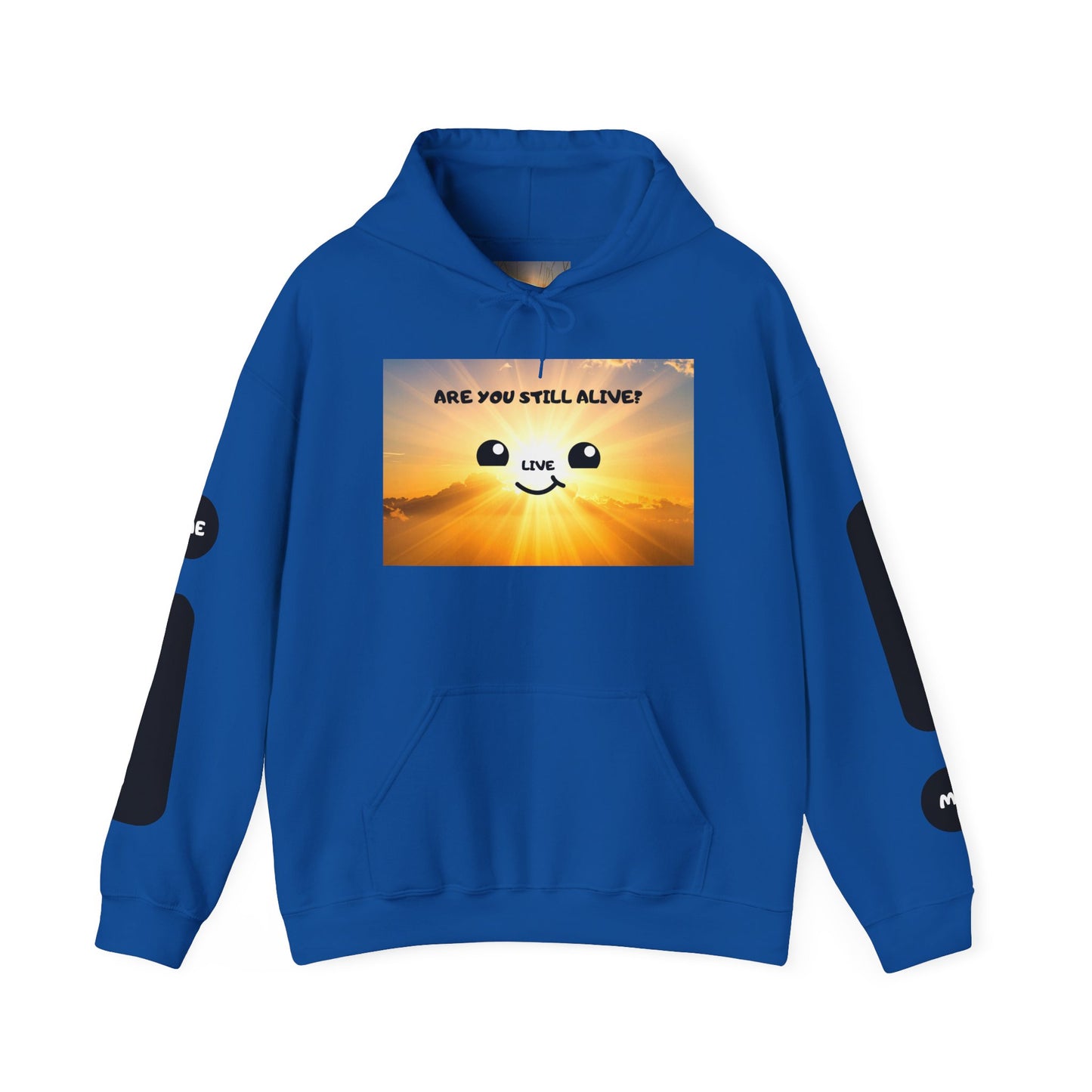 Smile Face Hoodie — "Are You Still Alive?" Sunrise Graphic Hooded Sweatshirt