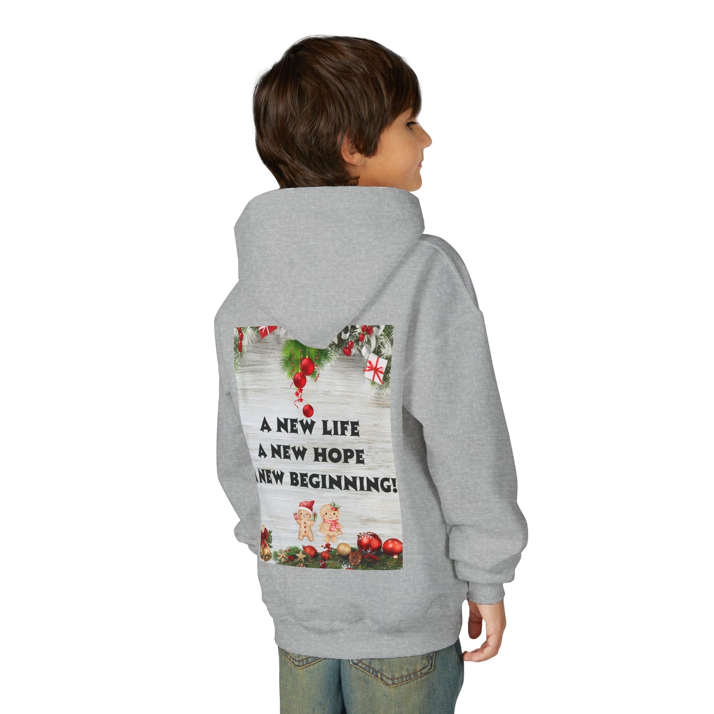 Youth Hooded Sweatshirt - Christmas Cheer, Cozy Holiday Gift, Festive Sweatshirt for Kids, Seasonal Wear, New Year Celebration