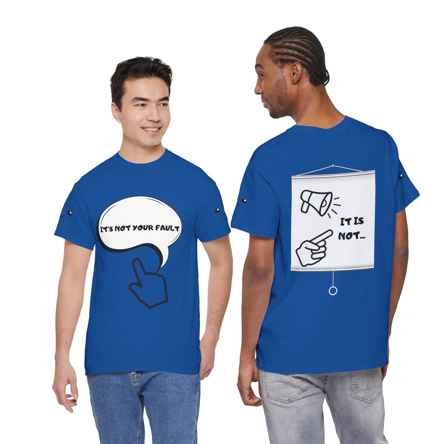 Graphic Tee — "It's Not Your Fault" Comic-Style Pointing Design