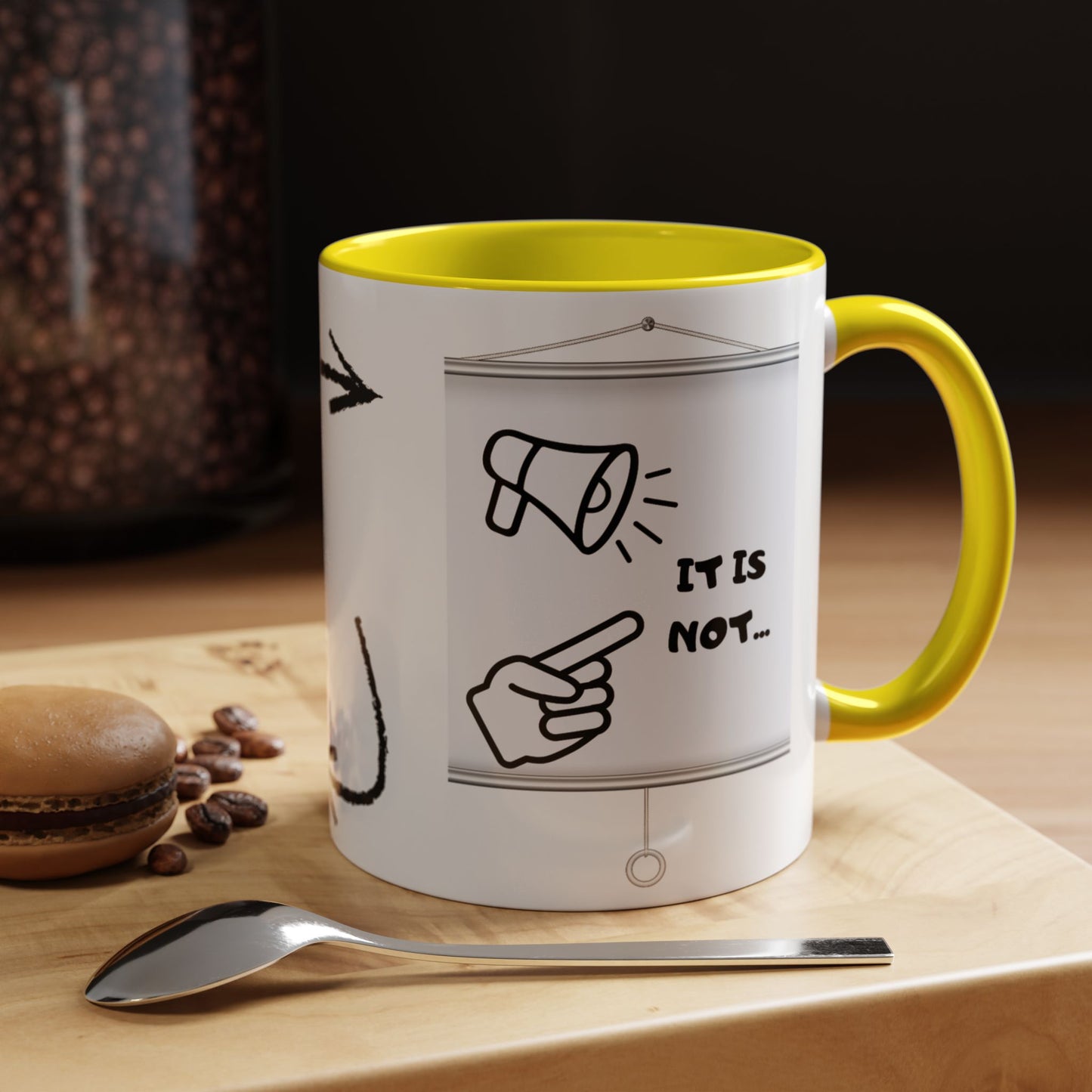 Accent Coffee Mug — Funny 'It Is Not your Fault' Doodle Cartoon Mug (11/15oz)