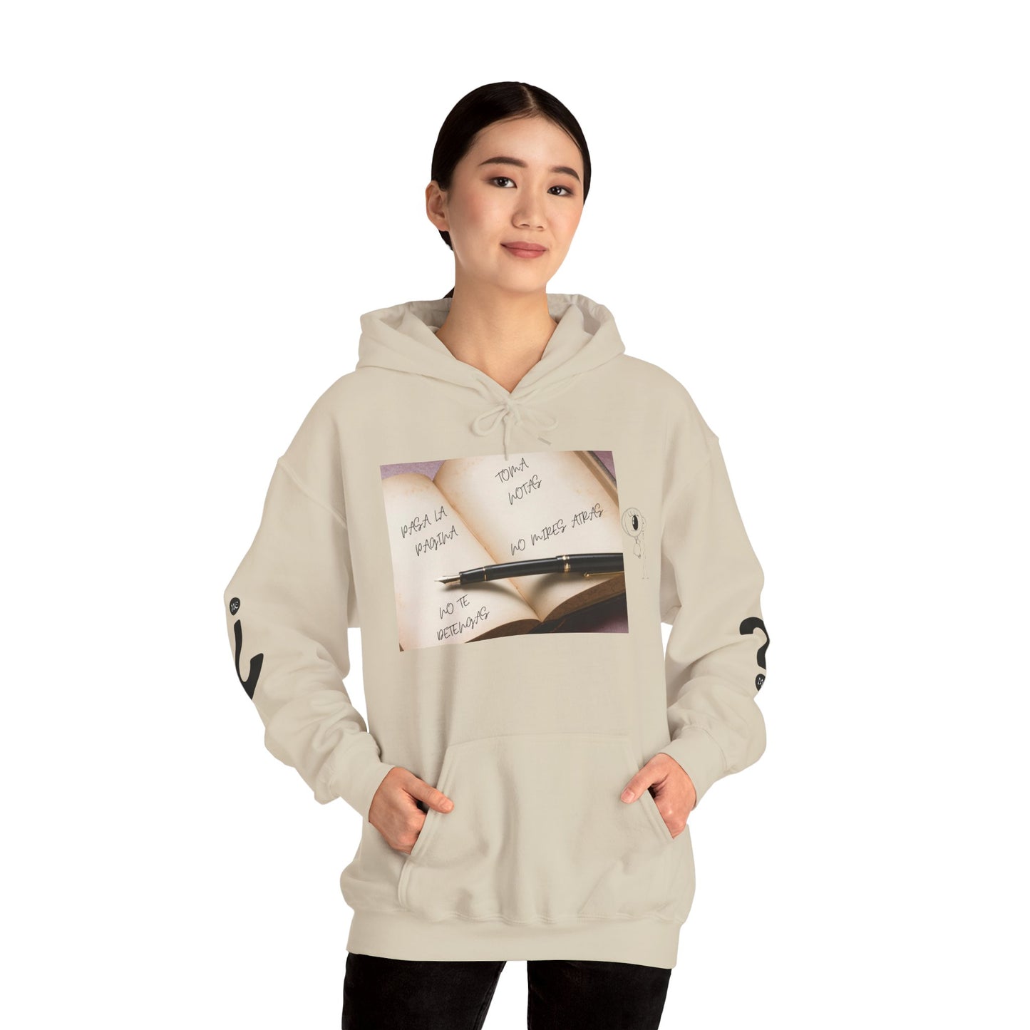 PASA LA PAGINA Inspirational Unisex Hoodie, Motivational Sweatshirt, Cozy Gift for Students, Printable Hoodie, Note-Taking Style