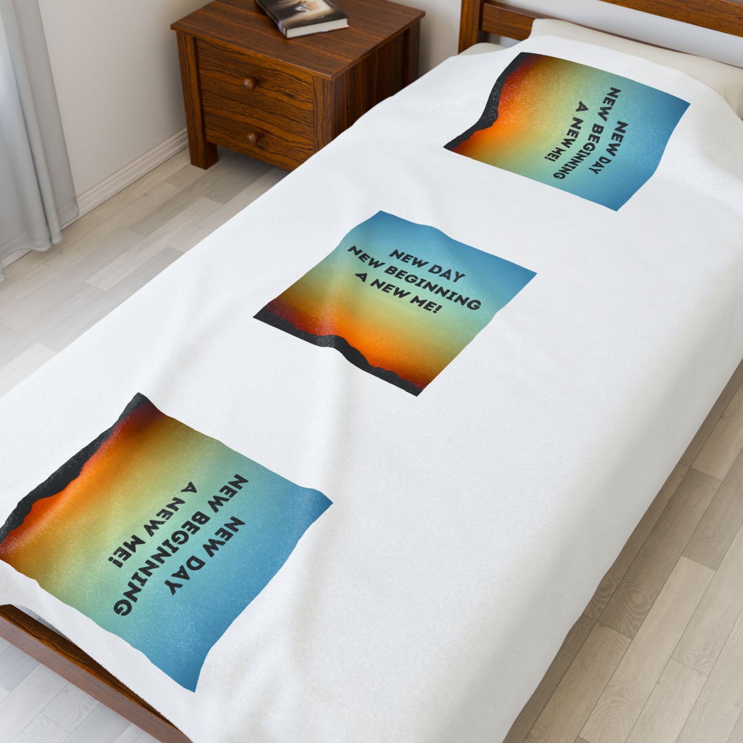 NEW DAY NEW BEGINNING A NEW ME Velveteen Plush Blanket