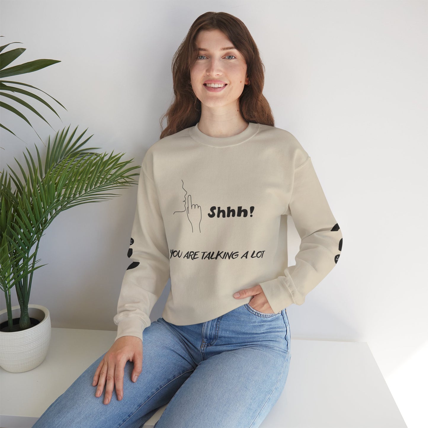 SHHH! SILENCE Unisex Humor Crewneck Sweatshirt: Funny Silence Design, Perfect for Gifting, Casual Wear, Birthday, Holidays, Conversation Starter