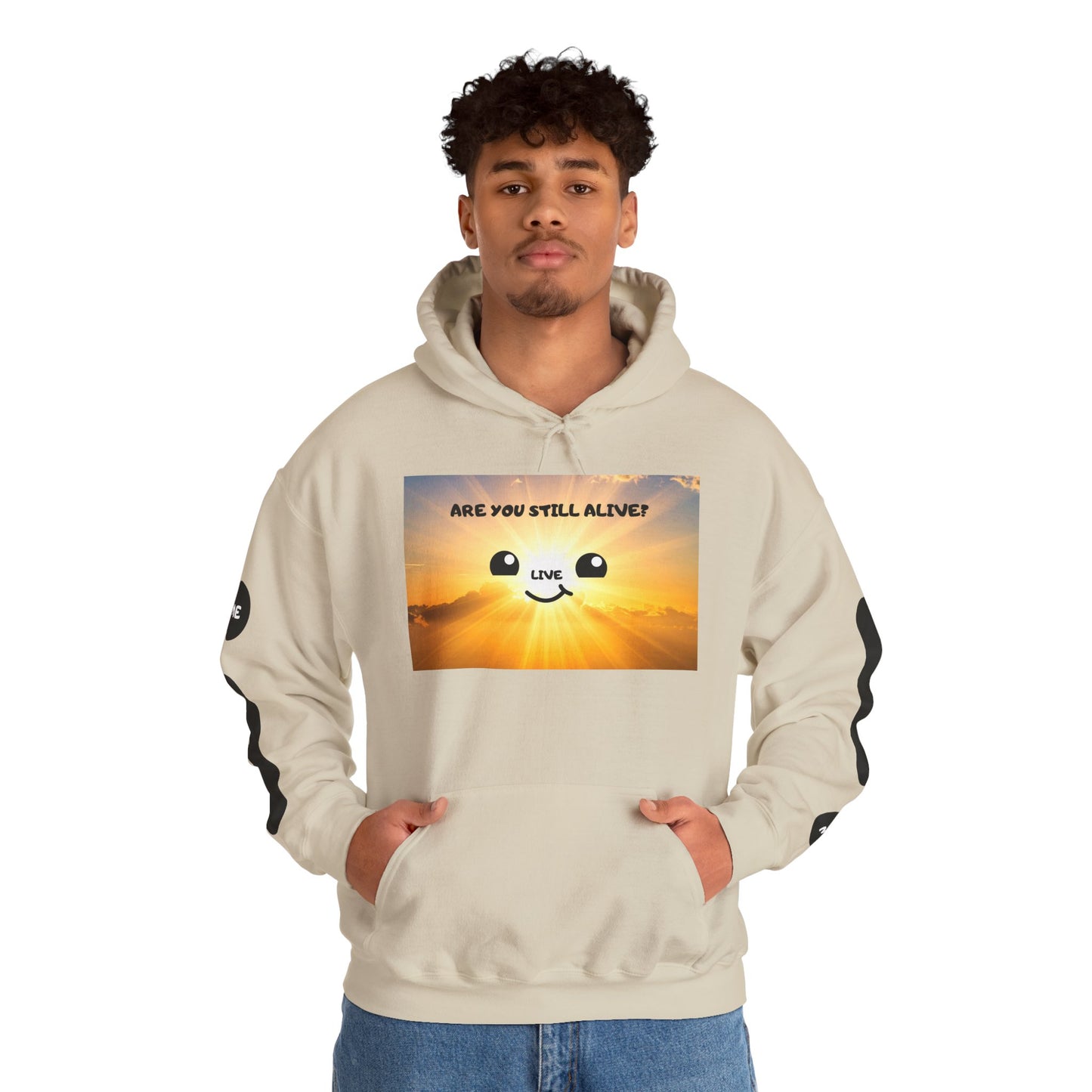 Smile Face Hoodie — "Are You Still Alive?" Sunrise Graphic Hooded Sweatshirt