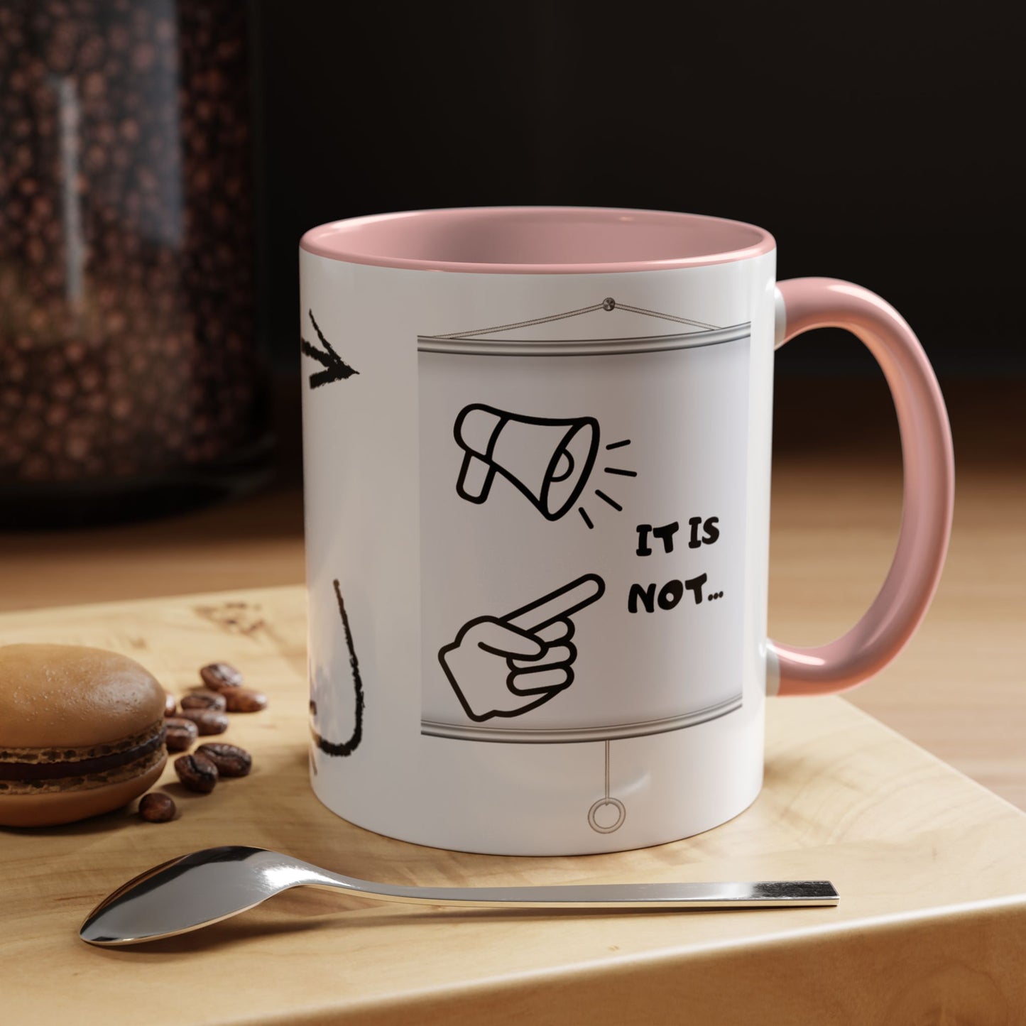 Accent Coffee Mug — Funny 'It Is Not your Fault' Doodle Cartoon Mug (11/15oz)