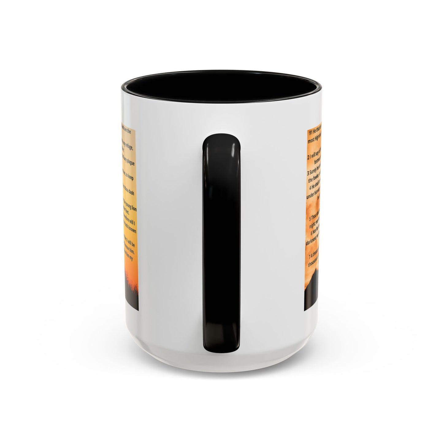 PSALM 91 Inspirational Lion Accent Coffee Mug | Motivational Gift, Scripture Mug, Unique Home Decor, Faith-Based Coffee Cup, Lion Design