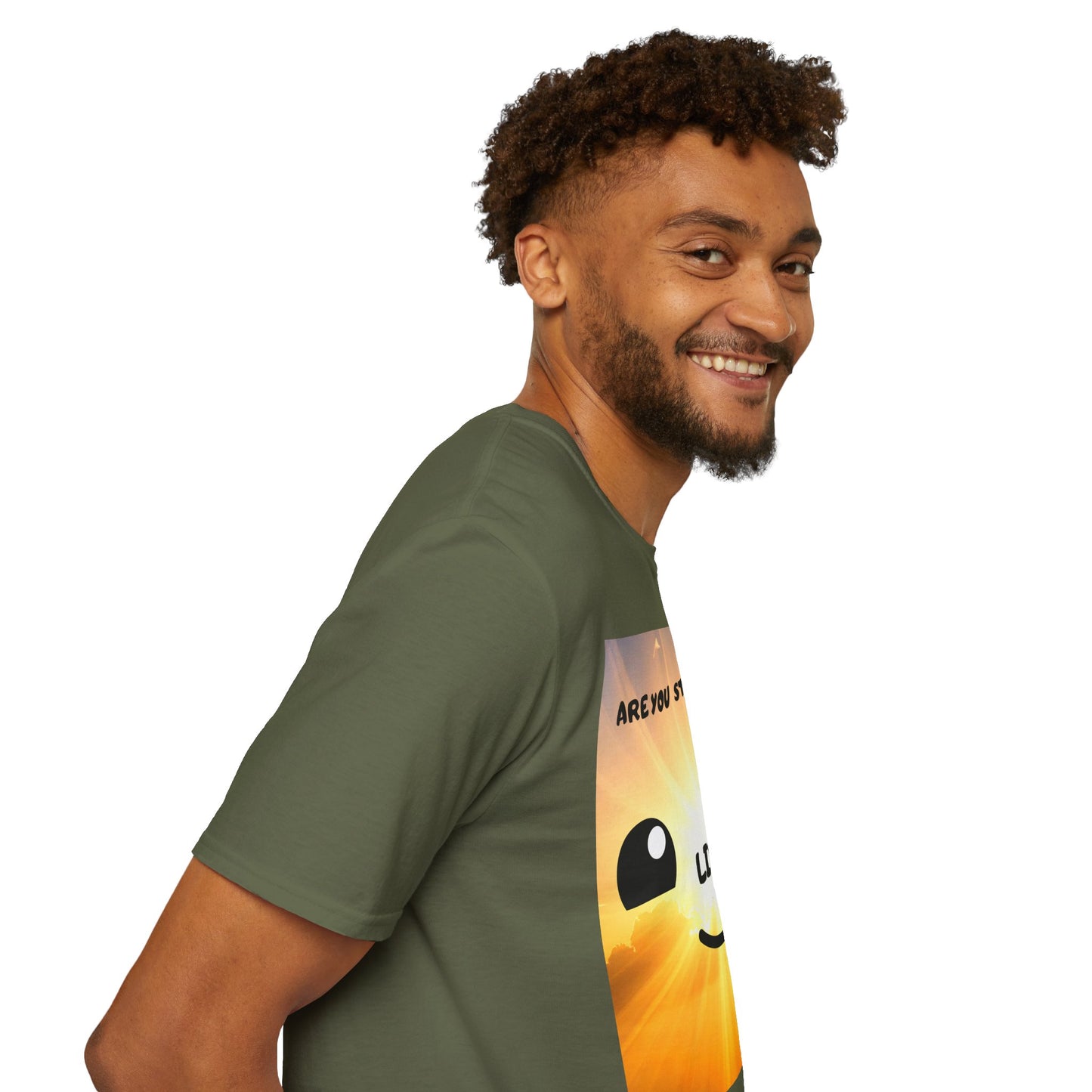 Live Smiley T-Shirt — 'Are You Still Alive?' Sunburst Positive Tee