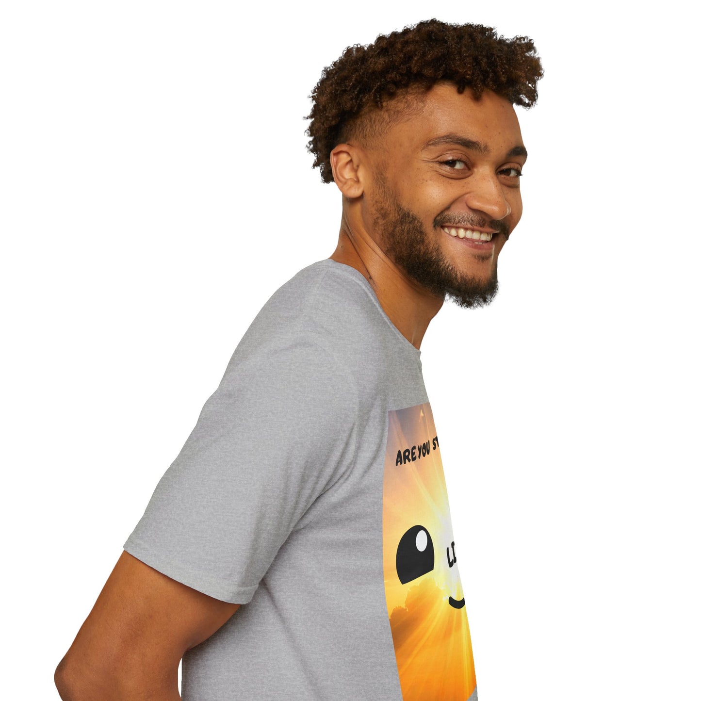Live Smiley T-Shirt — 'Are You Still Alive?' Sunburst Positive Tee