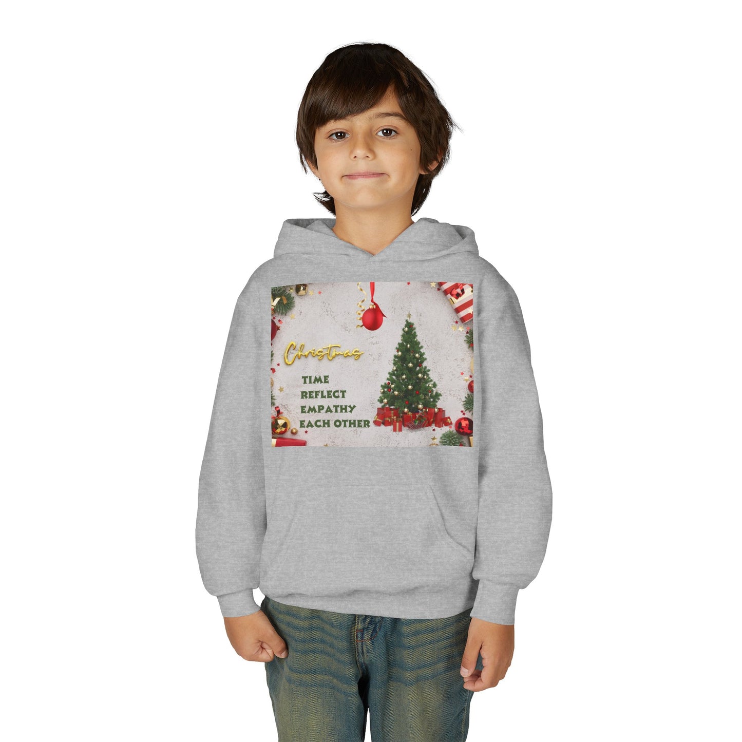 Youth Hooded Sweatshirt - Christmas Cheer, Cozy Holiday Gift, Festive Sweatshirt for Kids, Seasonal Wear, New Year Celebration