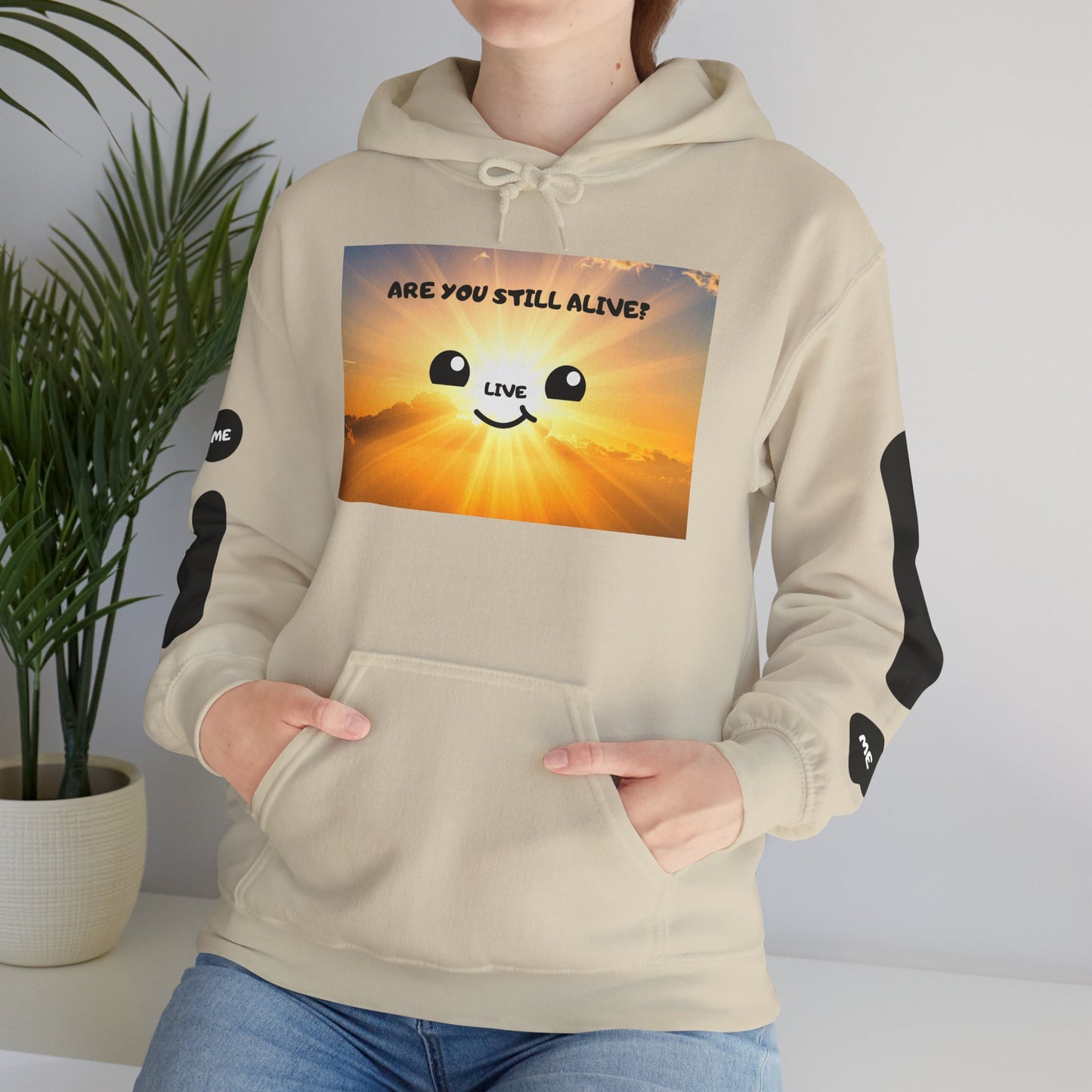 Smile Face Hoodie — "Are You Still Alive?" Sunrise Graphic Hooded Sweatshirt