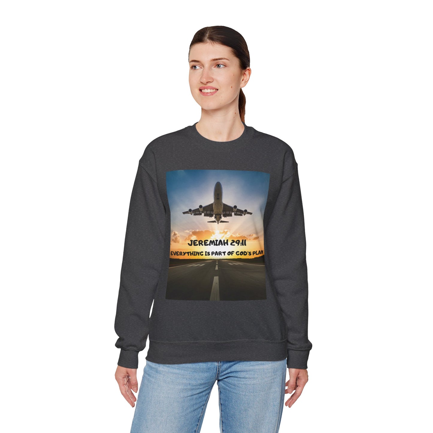 "Jeremiah 29:11 / Matthew 28:20" Christian Crewneck Inspirational Bible Verse Sweatshirt